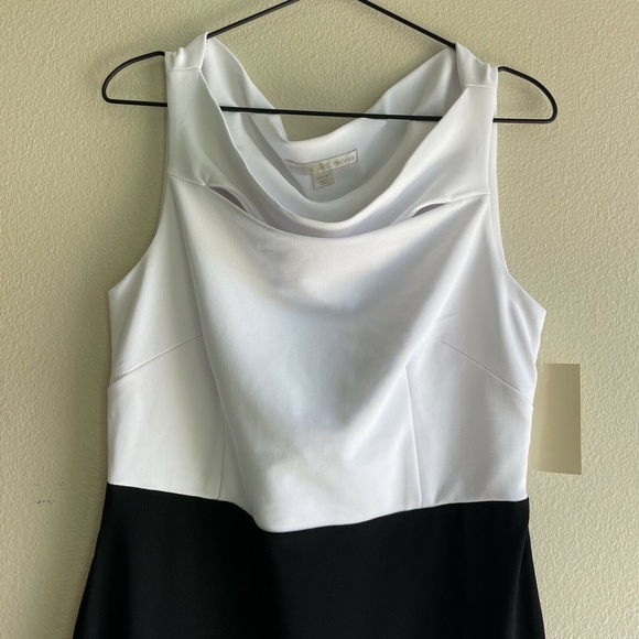 Boston Proper Women' Formal Evening Maxi Dress Color Block Black White Medium - Picture 2 of 10